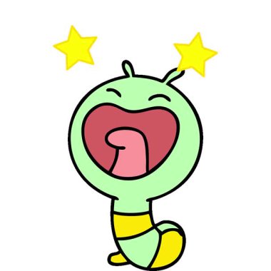 Küçük mutlu bir tırtıl solucanının basit bir çizgi filmi.