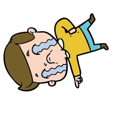 Basit bir çizgi film karakteri ağlıyor.