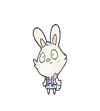 Basit bir çizgi film karakteri tavşan omuz silkiyor.