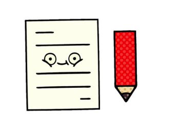 Bir deneme kağıdının basit bir çizgi roman tarzı çizgi filmi