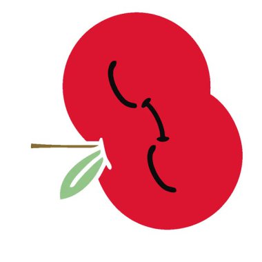 Basit bir döngülü düz renkli kırmızı elma çizgi filmi.