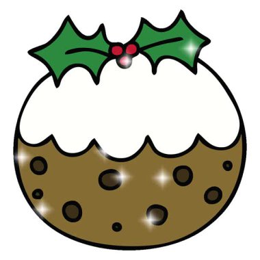 Basit bir döngü animasyon eli tuhaf bir çizgi film noel pudingi çizdi.