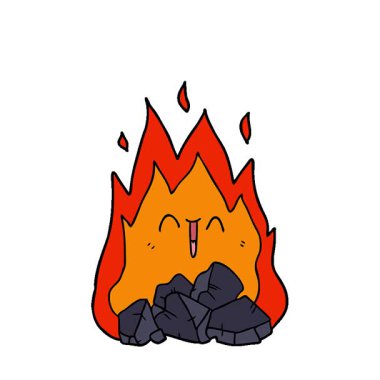 Basit bir çizgi film animasyonu yanan kömür yangını.