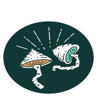 Dövme stili mantarların basit bir döngü canlandırma simgesi