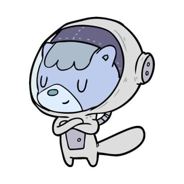 Basit bir döngülü çizgi film kedisi astronot hayvanları.