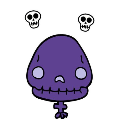 Basit bir çizgi film karikatürü cadılar bayramı kafatası.