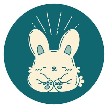 Dövme stili mutlu bir tavşanın basit bir döngü simgesi