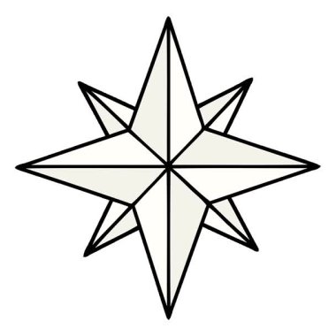 Geleneksel bir yıldız stilinde basit bir döngü dövmesi.