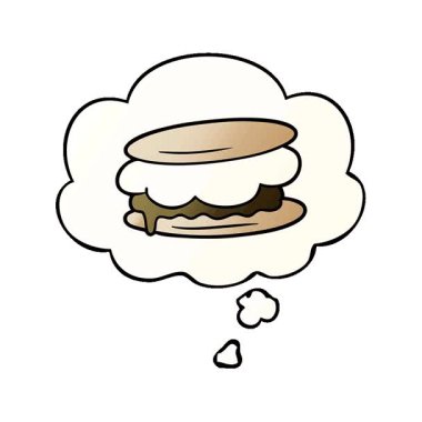 Basit bir döngü animasyon smore çizgi filmi. Düşünce baloncuğu pürüzsüz gradyan biçiminde.