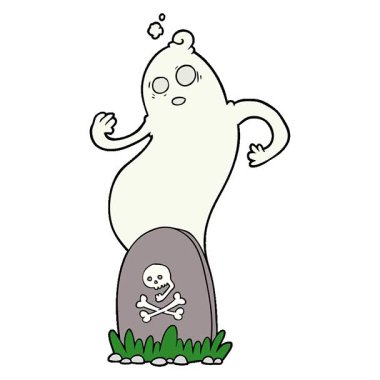 Yükselen hayaleti olan basit bir döngü animasyon çizgi film mezarı.