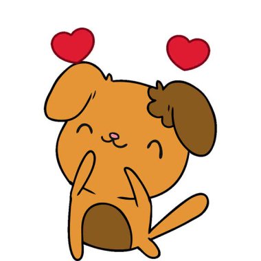 Tatlı bir köpeğin basit bir çizgi film çizimi kawaii.