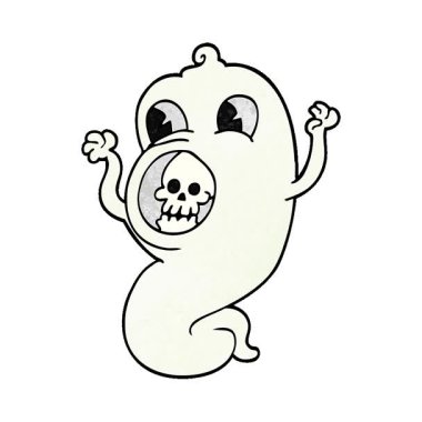 Basit bir döngü animasyonu ürkütücü çizgi film karalama hayaleti.