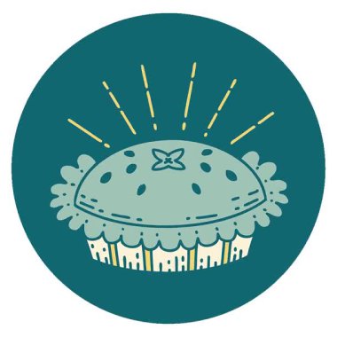 Dövme stilinin basit bir canlandırma simgesi. Harika bir turta.