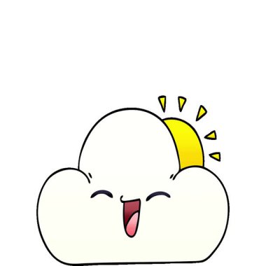 Basit bir döngü hareketli, gölgeli, karikatür güneşi ve mutlu bulut.