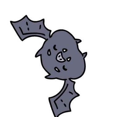 Süper şirin bir Cadılar Bayramı yarasasının basit bir çizgi filmi.