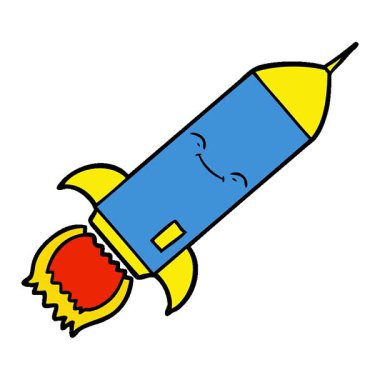 Basit bir çizgi film animasyon roketi