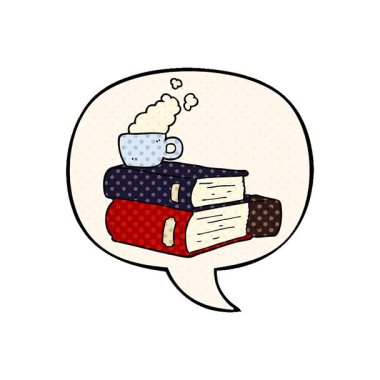 Çizgi roman tarzında basit bir çizgi roman ve kahve fincanı.