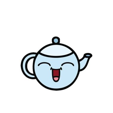 Mutlu bir çaydanlığın basit bir çizgi filmi.