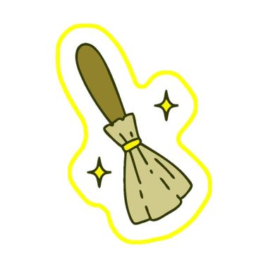 Sihirli süpürge süpürgesinin basit bir çizgi filmi.