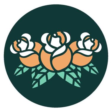 Bir buket çiçeğin basit bir döngü ikonik dövme görüntüsü