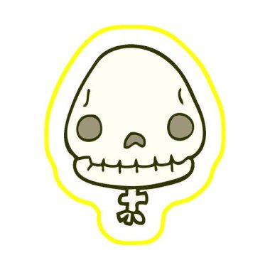 Basit bir çizgi film karikatürü cadılar bayramı kafatası.