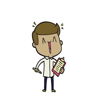 Basit bir çizgi film kahramanı mutlu bir adam.