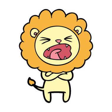 Basit bir çizgi film animasyonu kızgın aslan.