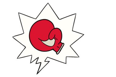 Konuşma baloncuklu basit bir boks eldiveni çizgi filmi.