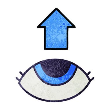 Basit bir döngü animasyonu grunge desen göz karikatürü yukarı bakıyor