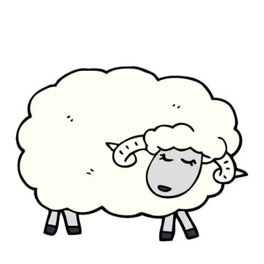 Basit bir çizgi film animasyonu Boynuzlu karalama koyunu