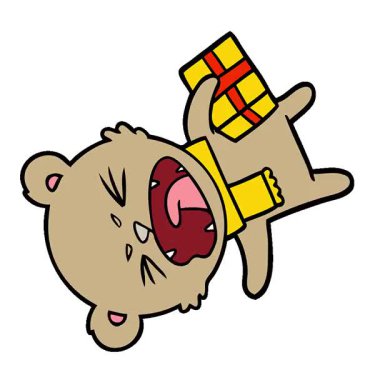 Şimdiki halkalı basit bir ayı çizgi film çizeri