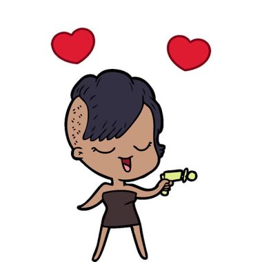 Basit bir döngülü mutlu çizgi film kızı.