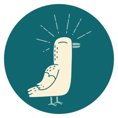 Dövme stili martı kuşunun basit bir döngü canlandırma simgesi