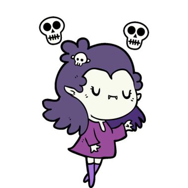 Basit bir döngülü çizgi film karakteri vampir kız.