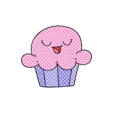 Basit bir çizgi roman tarzı çizgi film gibi mutlu bir pasta.