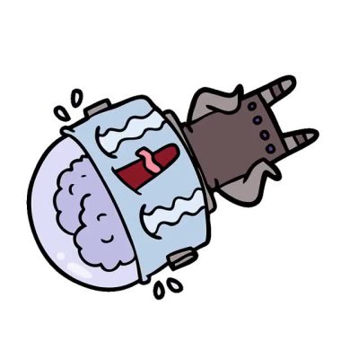 Basit bir çizgi film karakteri ağlayan robot.