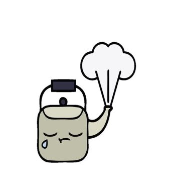 Basit bir buharlı çaydanlık çizgi filmi.