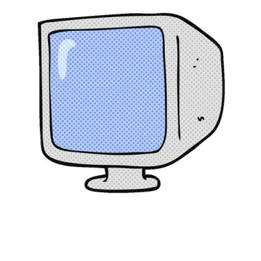 Basit bir döngü canlandırmalı el yapımı çizgi film eski bilgisayar monitörü