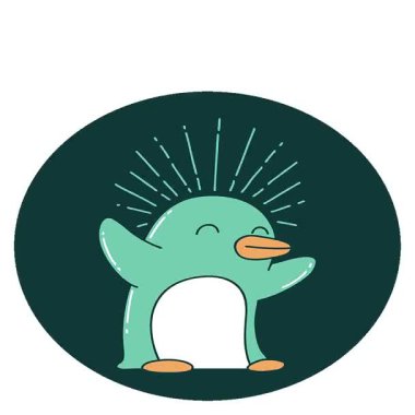 Dövme stili mutlu bir penguenin basit bir döngü simgesi