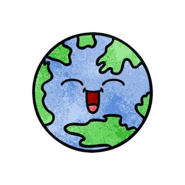 Dünya gezegeninin basit bir geri dönüşümlü grunge dokusu çizgi filmi.