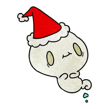 Kawaii hayaletinin noel desenli basit bir çizgi filmi çizilmiş.