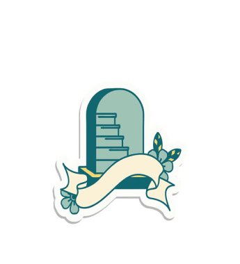 Basit bir döngü hareketli dövme stili. Mezar taşı pankartıyla yapıştırılmış.