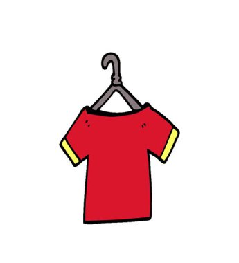 Basit bir çizgi film animasyonu Askıya karalama tişörtü