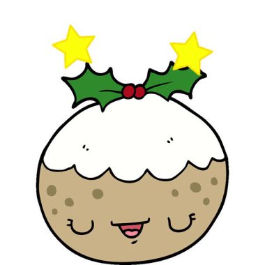 Basit bir döngü animasyonu tatlı bir çizgi film Noel pudingi.