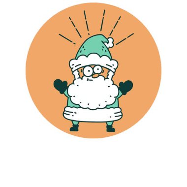 Dövme stili Noel Baba karakterinin basit bir döngü simgesi.