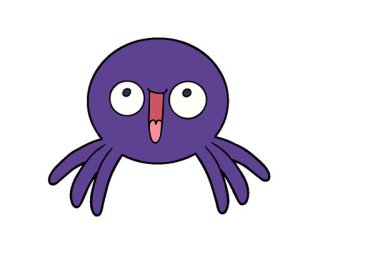 Basit bir döngülü mutlu çizgi film örümceği.