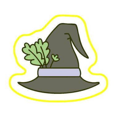 Ürkütücü bir cadı şapkasının basit bir çizgi filmi.