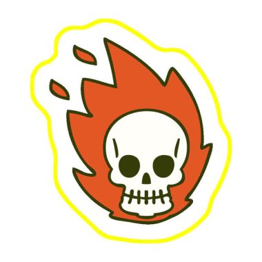 Basit bir döngü hareketli el çizimi tuhaf bir kafatası.