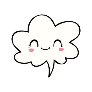 Konuşma baloncuklu basit bir çizgi film yüzü.