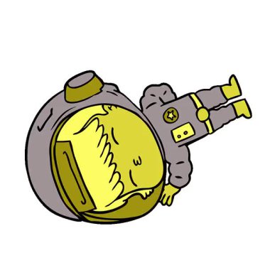 Basit bir döngülü çizgi film meraklı astronot.